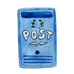 Reqtangle postbox hand drawn watercolor clip art