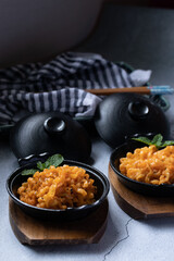 Korean instant noodles cheese flavor in a black cup