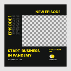 Social media post template for Business theme podcast with photo slot