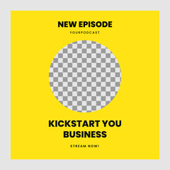Social media post template for Business theme podcast with photo slot