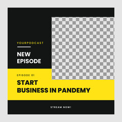 Social media post template for Business theme podcast with photo slot