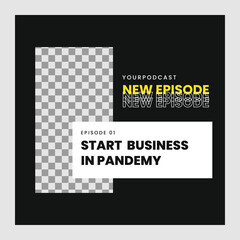 Social media post template for Business theme podcast with photo slot