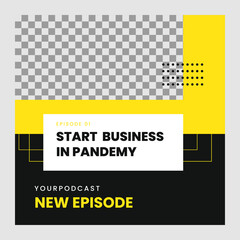 Social media post template for Business theme podcast with photo slot