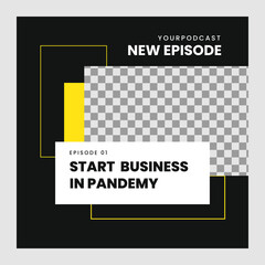 Social media post template for Business theme podcast with photo slot