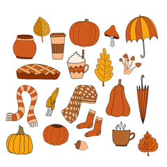 Happy fall autumn vector isolated elements set