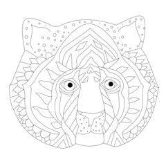 portrait of funny little tiger for your coloring book