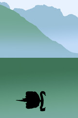 Cygne sur le lac d'Annecy