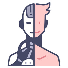 half face AI cyborg icon