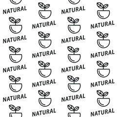 natural black and white text seamless vector repeat pattern on white background