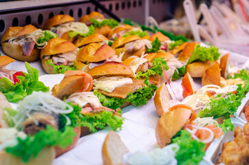 Street food, bun with fish