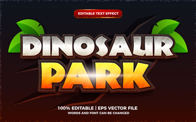 dinosaur park editable text effect 3d cartoon game template style