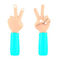3d render of a hand showing peace sign