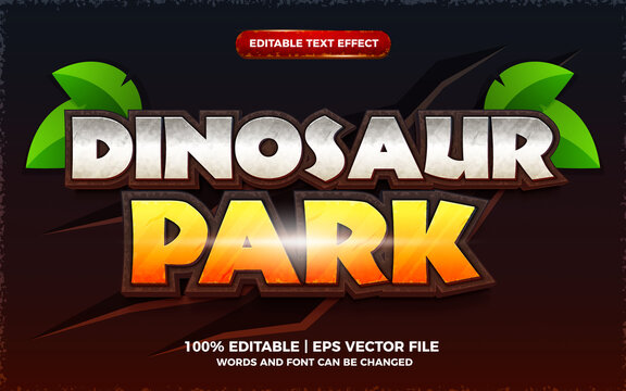 Dinosaur Park Editable Text Effect 3d Cartoon Game Template Style