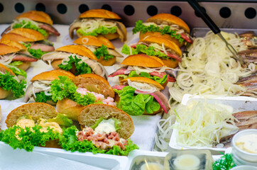 Street food, bun with fish