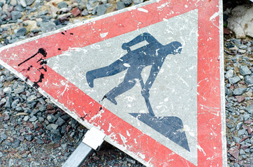 Broken road sign 