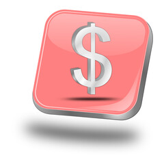 Button with Dollar sign - 3D illustration