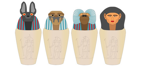 Canopic jars were used by the ancient Egyptians during the mummification process to store and preserve the viscera of their owner for the afterlife.