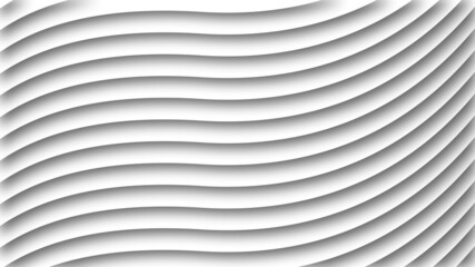 White Seamless Wavy Abstract Wall Pattern Background. 3D Illustration