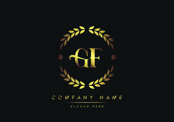 letters GF monogram logo, gold color, luxury style, Vector Illustration