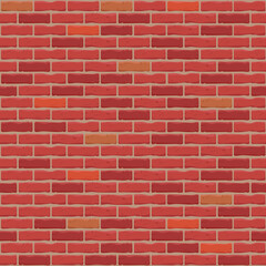 Red brickwork. Seamless vector pattern. Aged effect brick wall, chipped brick.