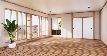 The Minimal room japanese style design.3D rendering