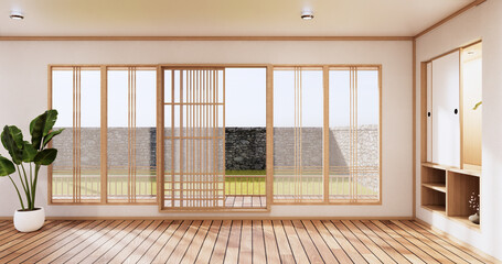 The Minimal room japanese style design.3D rendering