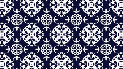 Abstract Pattern Background, Dark Blue Symmetrical Circles and Shapes, White Background, 3D Illustration