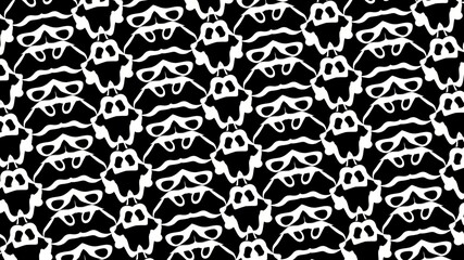 Abstract Pattern Background, White Black Symmetrical Complex Messy Shapes , Gray Background, 3D Illustration