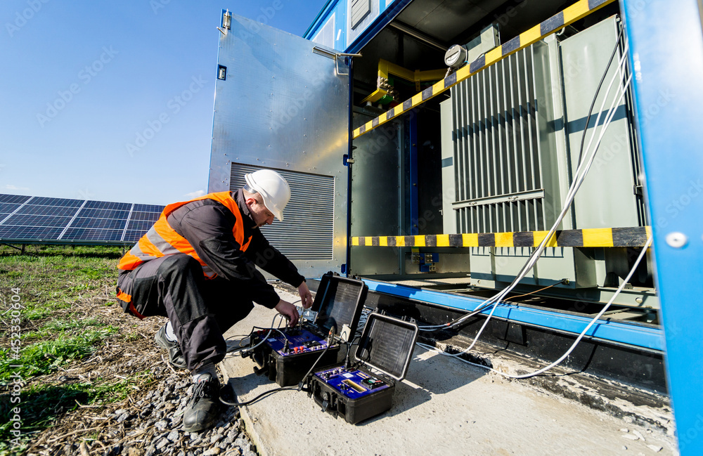 Wall mural execution of electrical measuring works on the power transformer