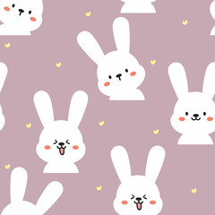 Seamless pattern with cute cartoon bunny for fabric print, textile, gift wrapping paper. colorful vector for textile, flat style