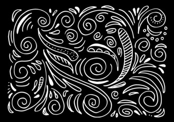 Hand drawn vector sketchy Doodle cartoon set of curls and swirls decorative elements for concept design