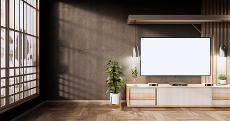 Cabinet wooden design on modern room japanese.3D rendering