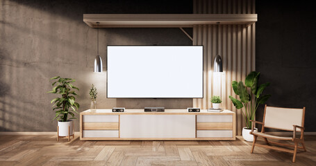 Cabinet wooden design on modern room japanese.3D rendering