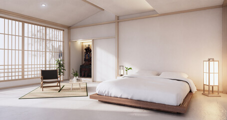 Modern bedroom - japanese style.3D rendering