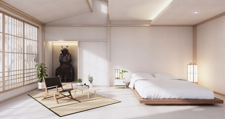 Modern bedroom - japanese style.3D rendering