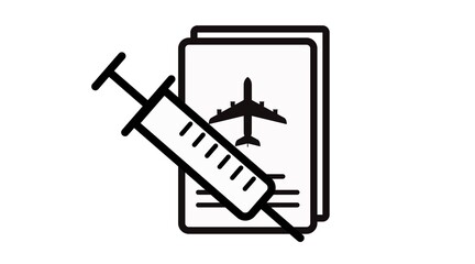 Covid Passport. Vector isolated illustration of a plane passport and a Syringe