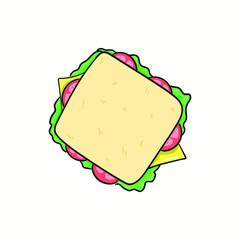 vector sandwich stuffed with tomatoes, vegetables and cheese