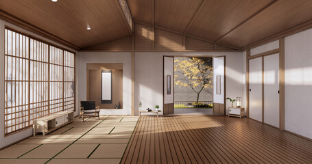 Empty - Clean modern room japanese style.3D rendering