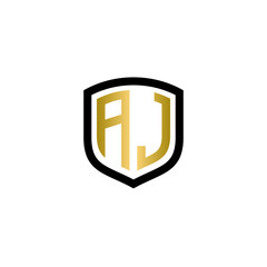 aj shield logo design vector icon
