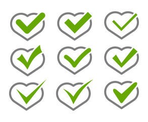 check mark heart box set