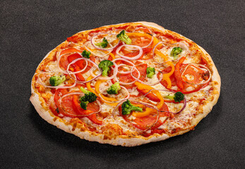 Vegetarian pizza with vegetables and cheese