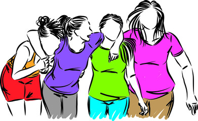 friends women together happy friendship concept vector illustration
