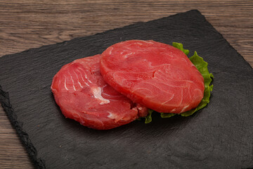 Raw tuna steak for grill