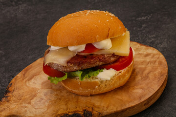 Delicous burger with tuna fish