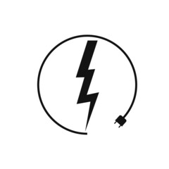 Electric car charging icon, graphic design template, lightning bolt. Parking with electric charge sign, vector illustration.