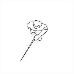 Vector design of sketch of a blind man walking with a blind cane