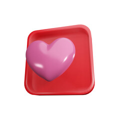 pink love heart icon shaped box 3d illustration