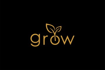 Letter grow logo design. Plant abstract design. Natural organic vector icon.