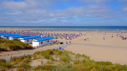 The beach at Katwijk aan Zee on a beautiful summer day in the Netherlands