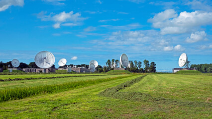 Large dish receivers for satellite communication in Burum The Netherlands